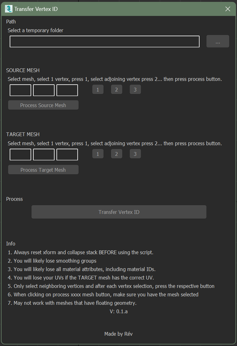 Transfer Vertex ID dialog