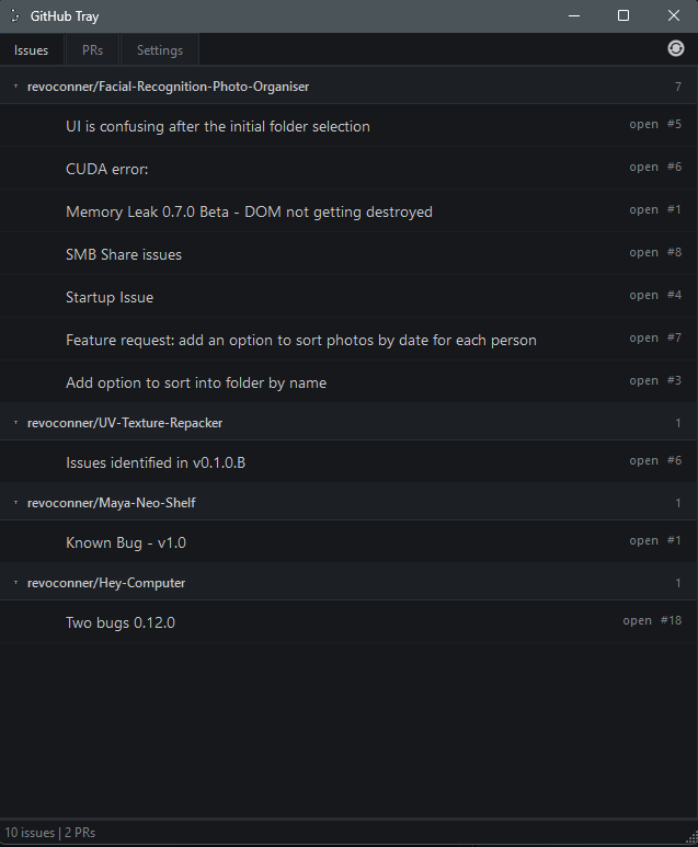 Issues and PRs grouped by repository