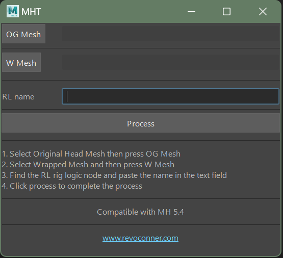 The transfer UI in Maya